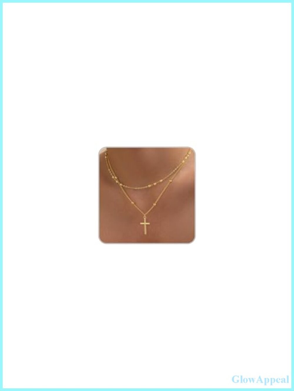 Dainty 14K Gold Plated Cross Necklace Layered Set